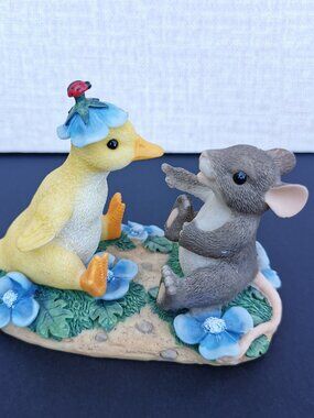 Fitz & Floyd Charming Tails You Quack Me Up Figurine Mice Mouse Duckling Yellow